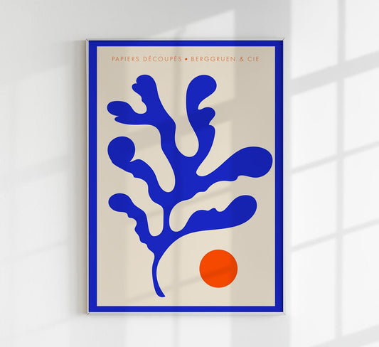 Seaweed Blue Orange Papiers Découpés Art Exhibition Poster