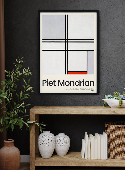 Composition No.1 Gray Red by Piet Mondrian Exhibition Poster