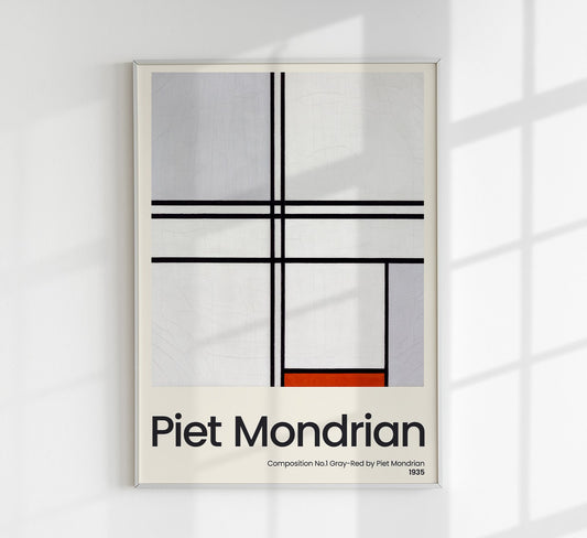 Composition No.1 Gray Red by Piet Mondrian Exhibition Poster