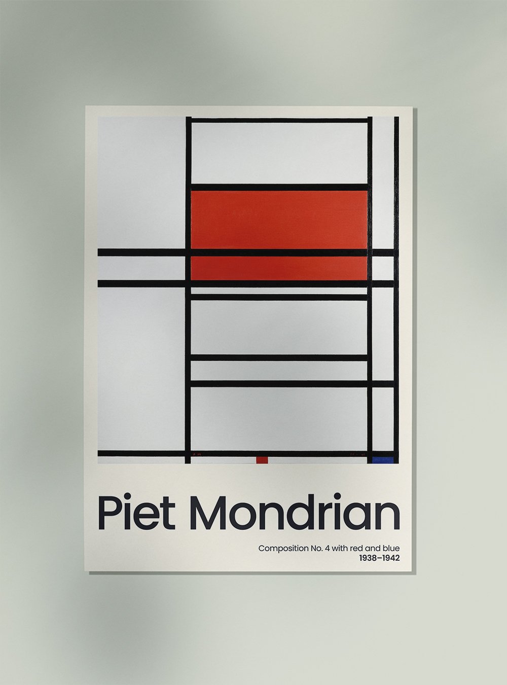 Composition No. 4 with red and blue By Piet Mondrian Exhibition Poster