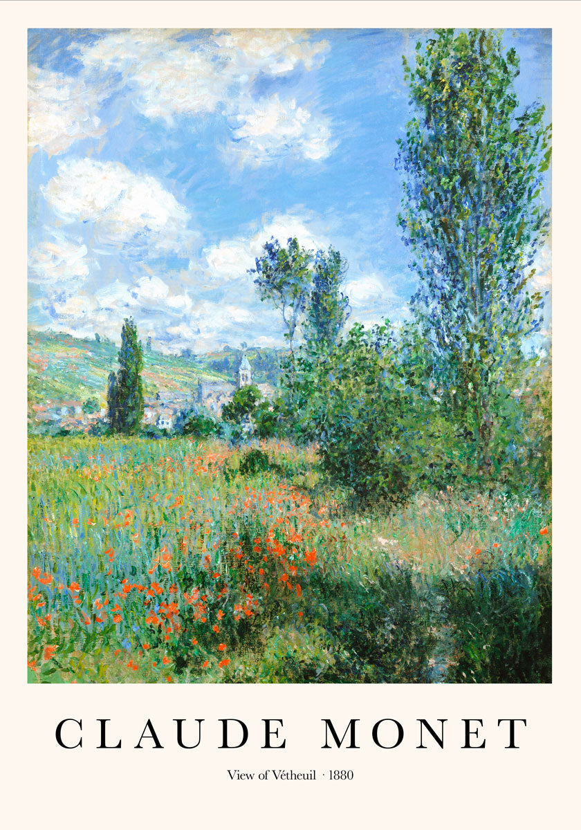 View of Vétheuil by Claude Monet Art Exhibition Poster