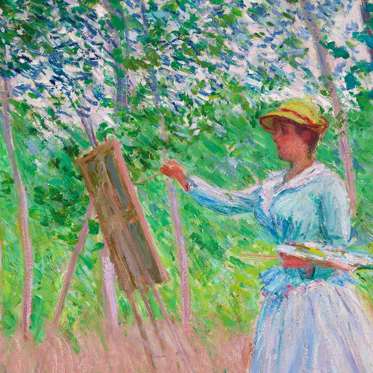 Blanche Hoschedé at her Easel with Susanne Hoschedé Reading by Claude Monet Art Exhibition Poster