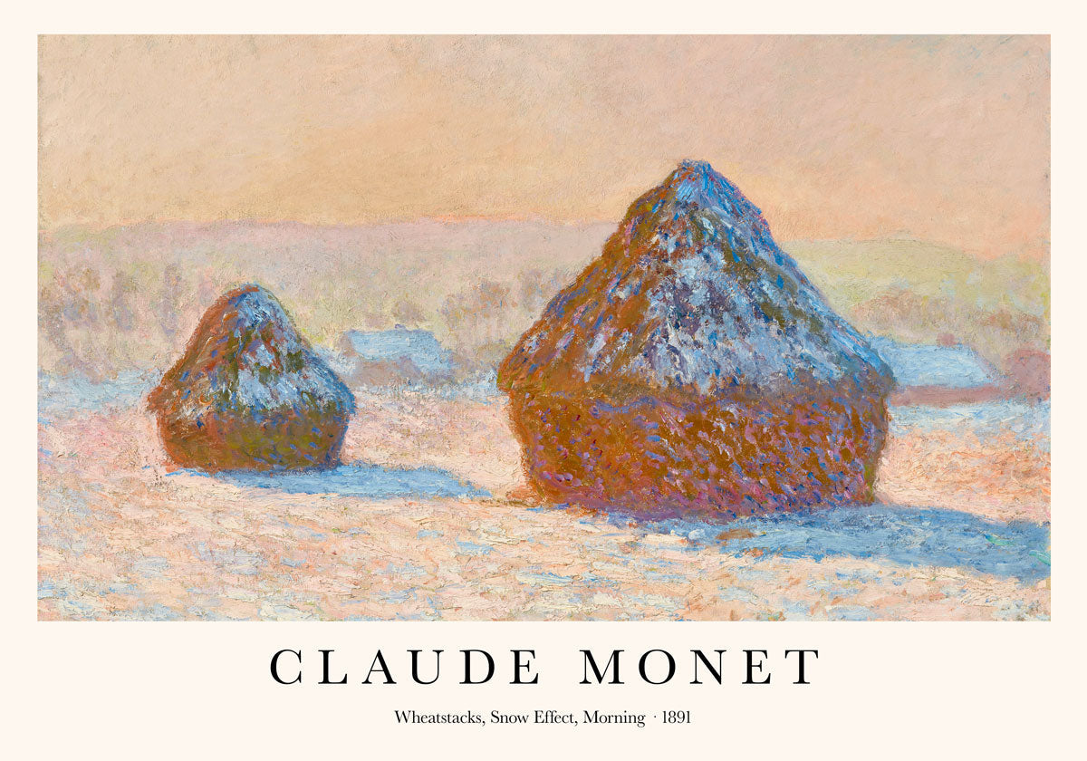 Wheatstacks, Snow Effect, Morning by Claude Monet Art Exhibition Poster