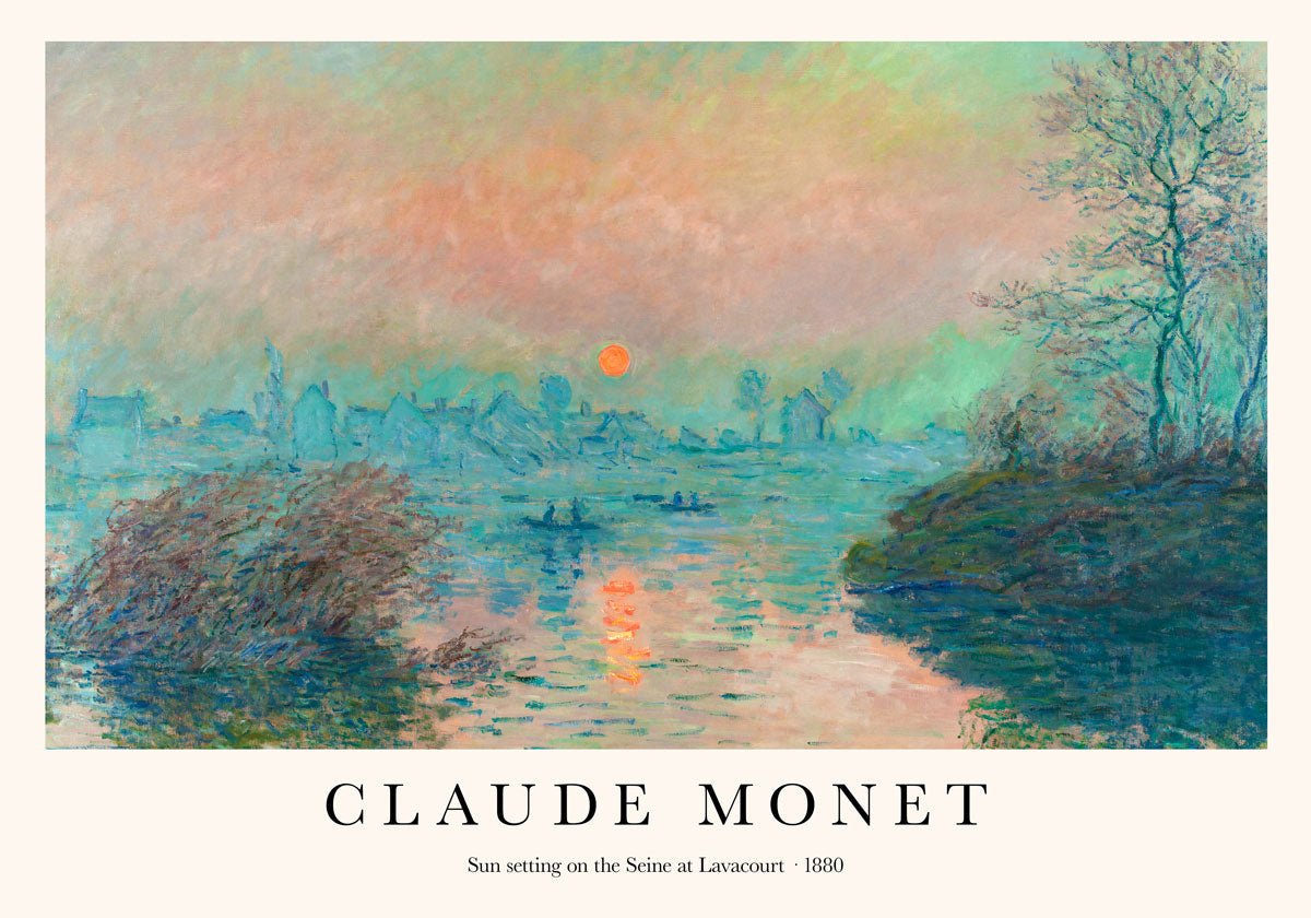 Sun setting on the Seine by Claude Monet Art Exhibition Poster