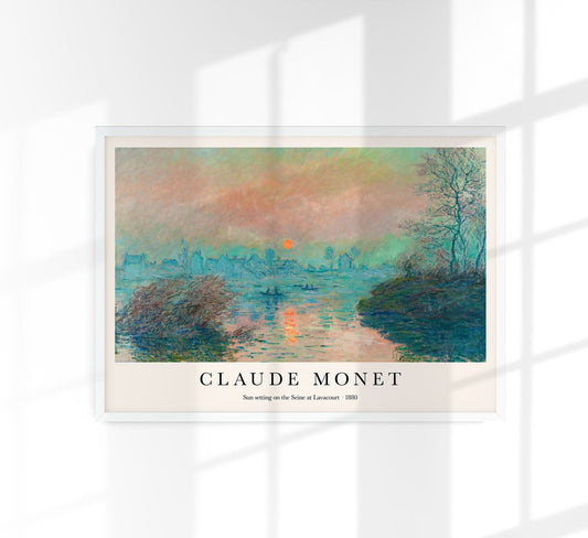 Sun setting on the Seine by Claude Monet Art Exhibition Poster