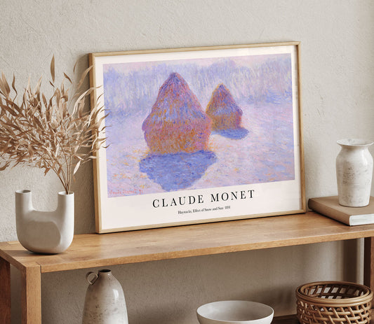 Haystacks, Effect of Snow and Sun by Claude Monet Art Exhibition Poster