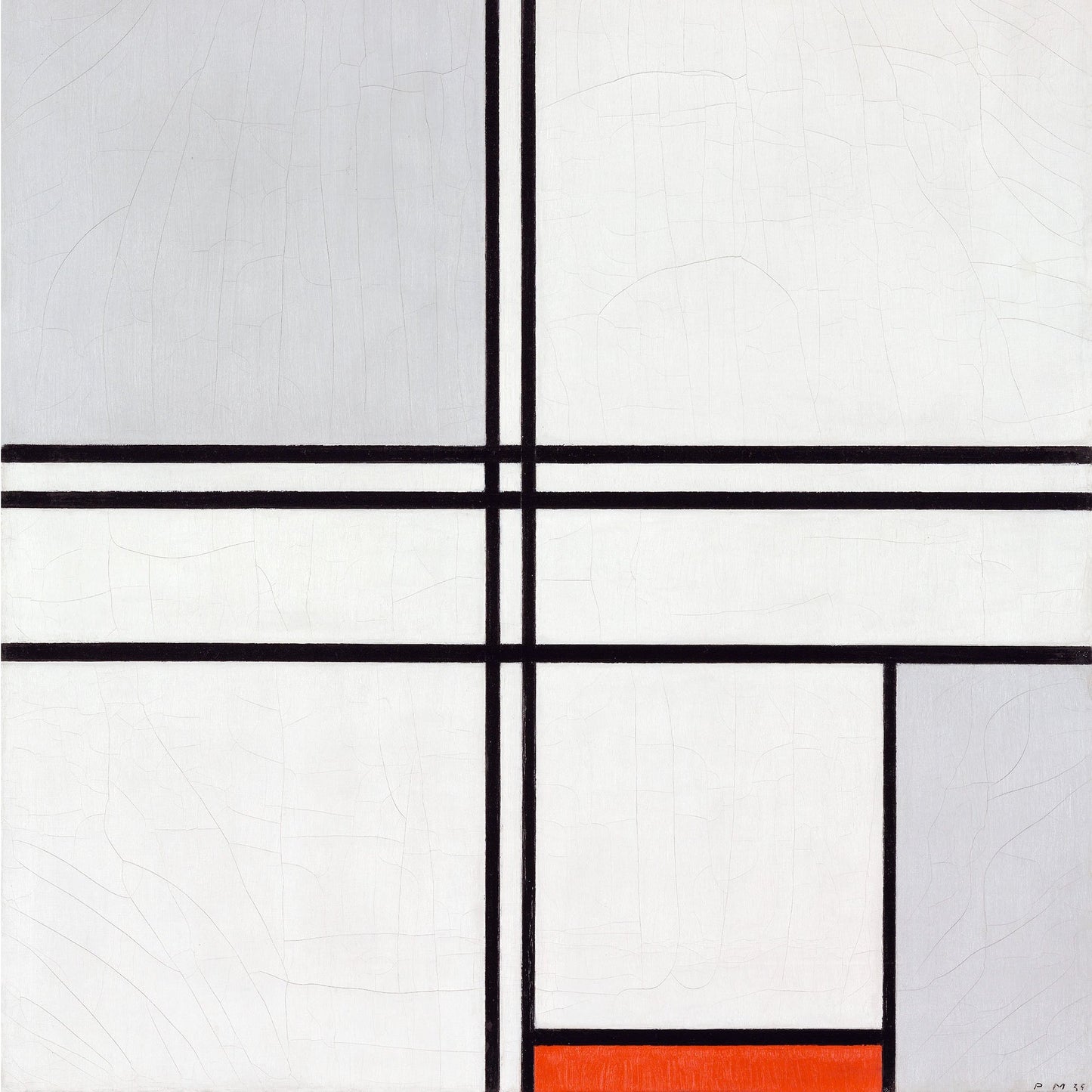 Composition No.1 in Grey & Red by Piet Mondrian