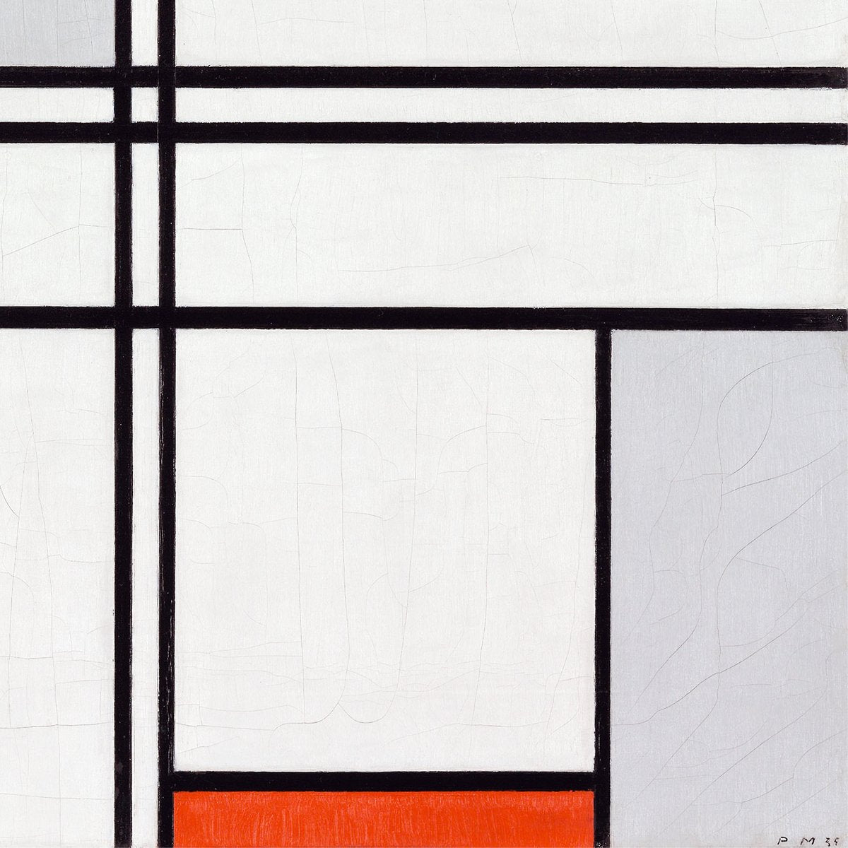 Composition No.1 in Grey & Red by Piet Mondrian