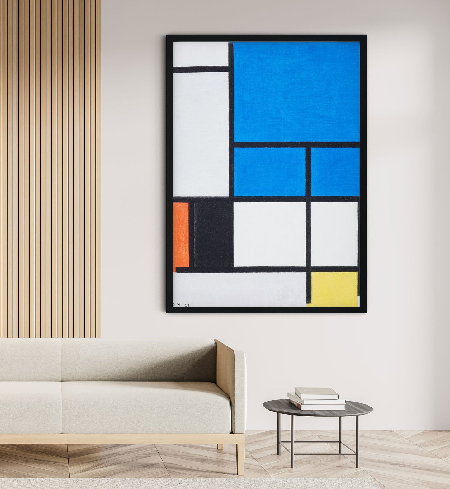 Composition with Large Blue Plane, Red, Black, Yellow, and Gray By Piet Mondrian