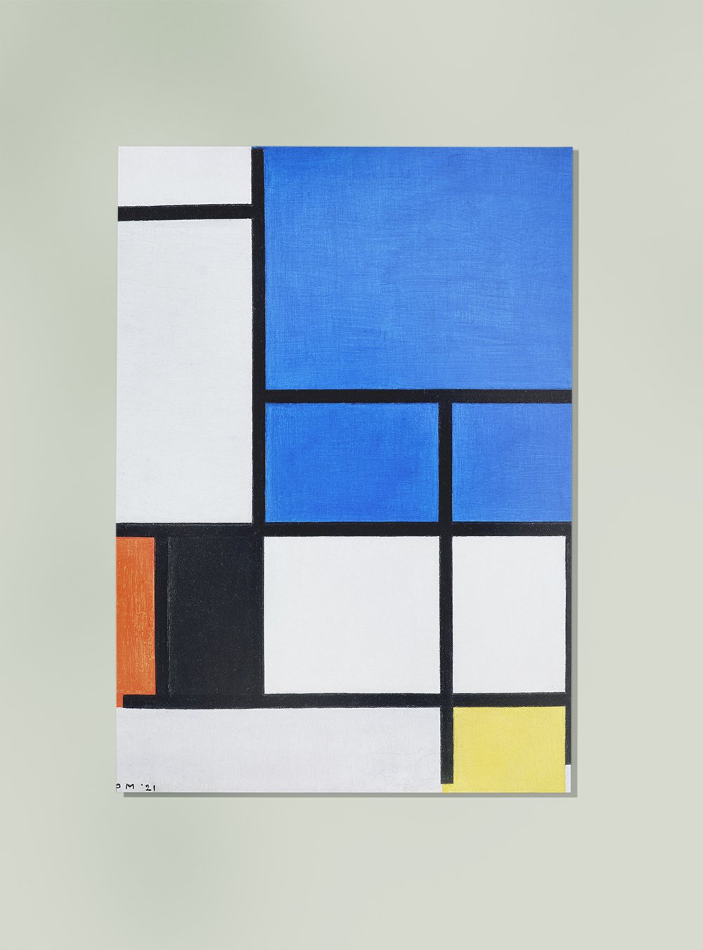 Composition with Large Blue Plane, Red, Black, Yellow, and Gray By Piet Mondrian