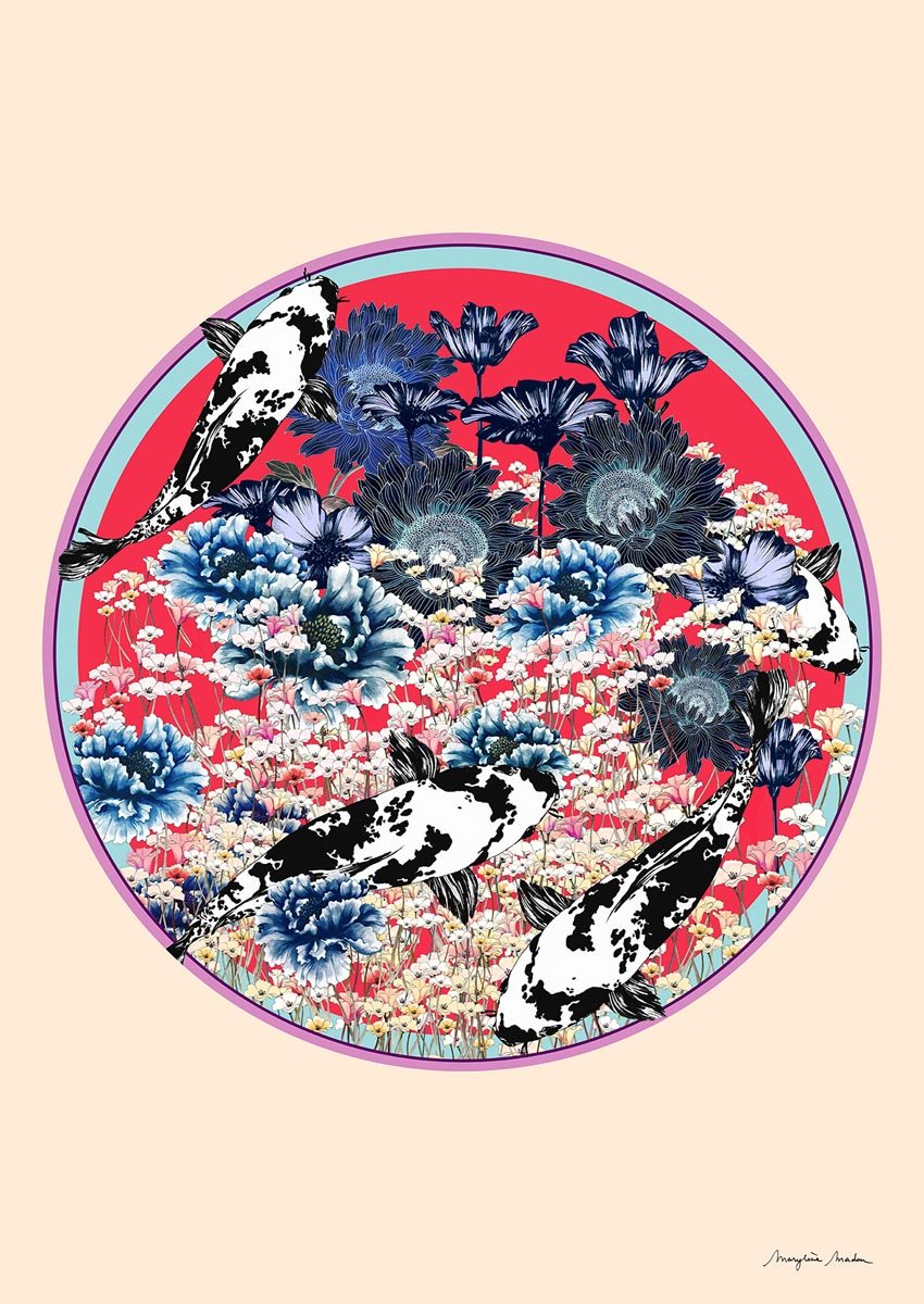 Japan Sun Circle Vertical by MARYLENE MADOU