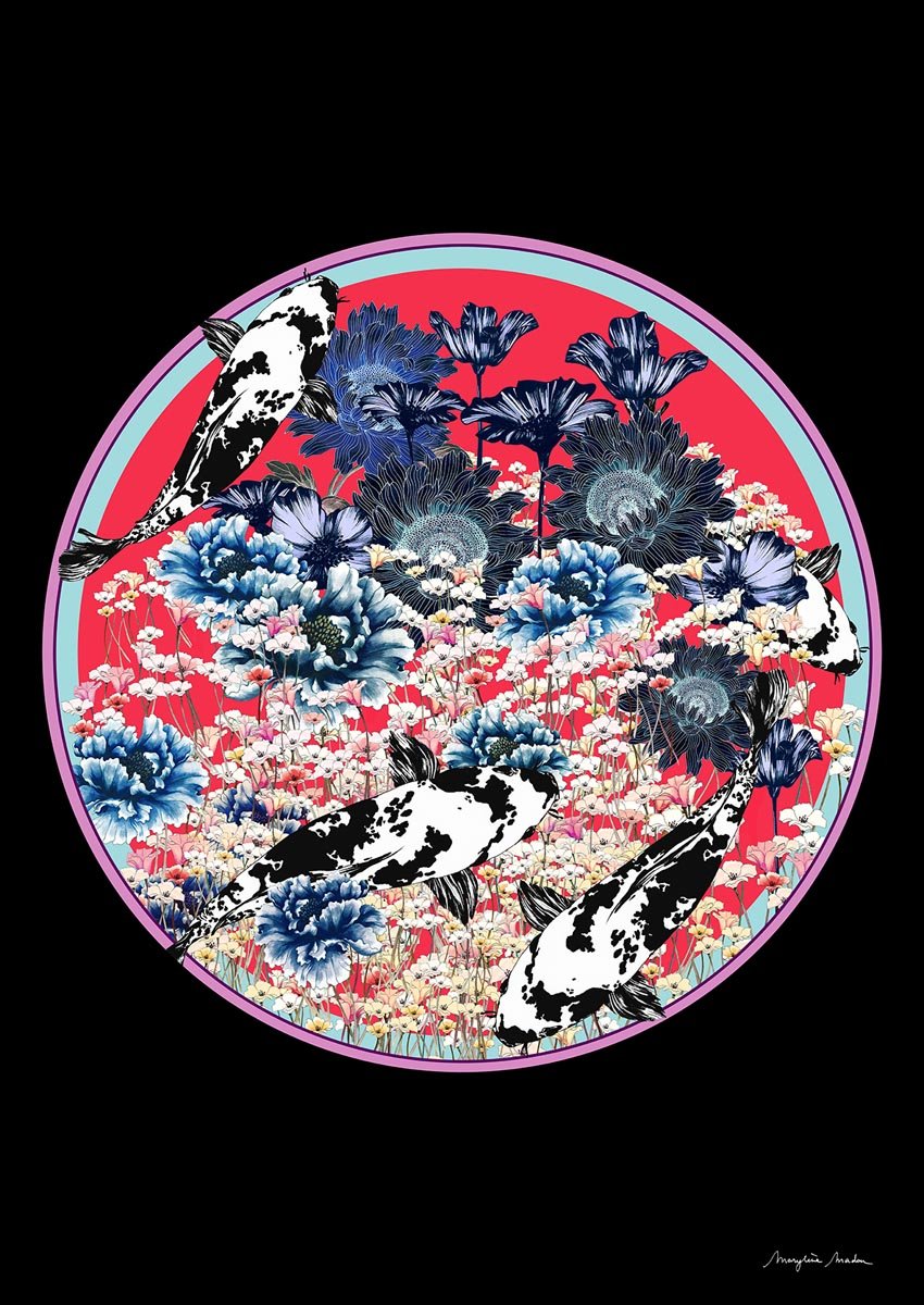 Japan Sun Circle BLACK by MARYLENE MADOU