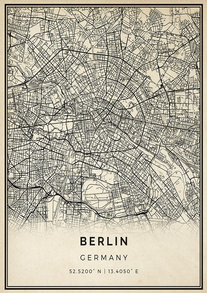 Berlin City Map Sepia Poster