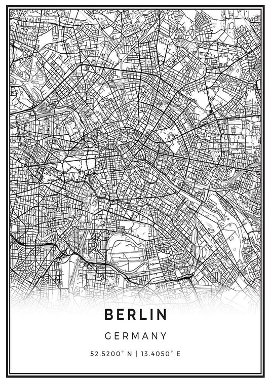Minimalis Line Berlin Map White Poster - Perfect for Living Room and Office !