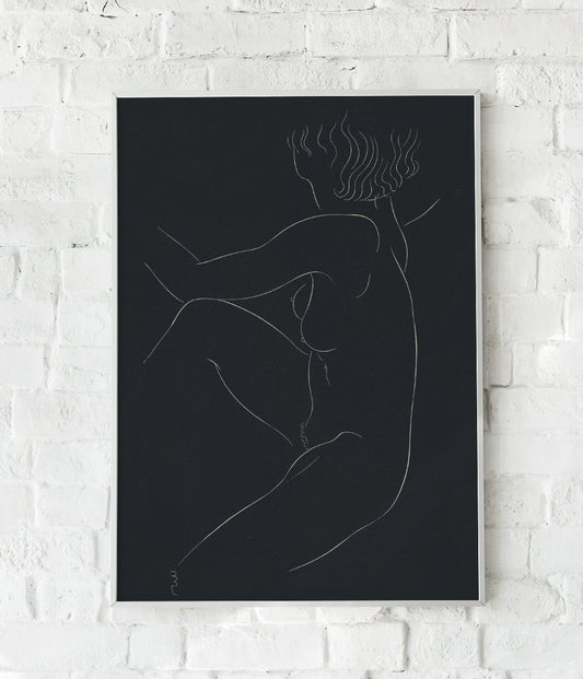 Female nude seated Poster by Eric Gill