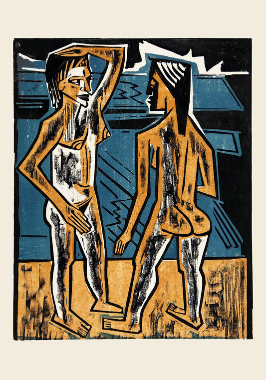 Two standing nudes Poster by Max Pechstein