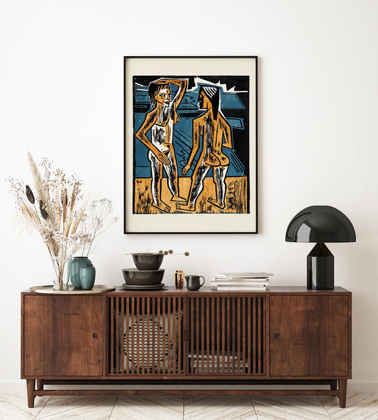Two standing nudes Poster by Max Pechstein