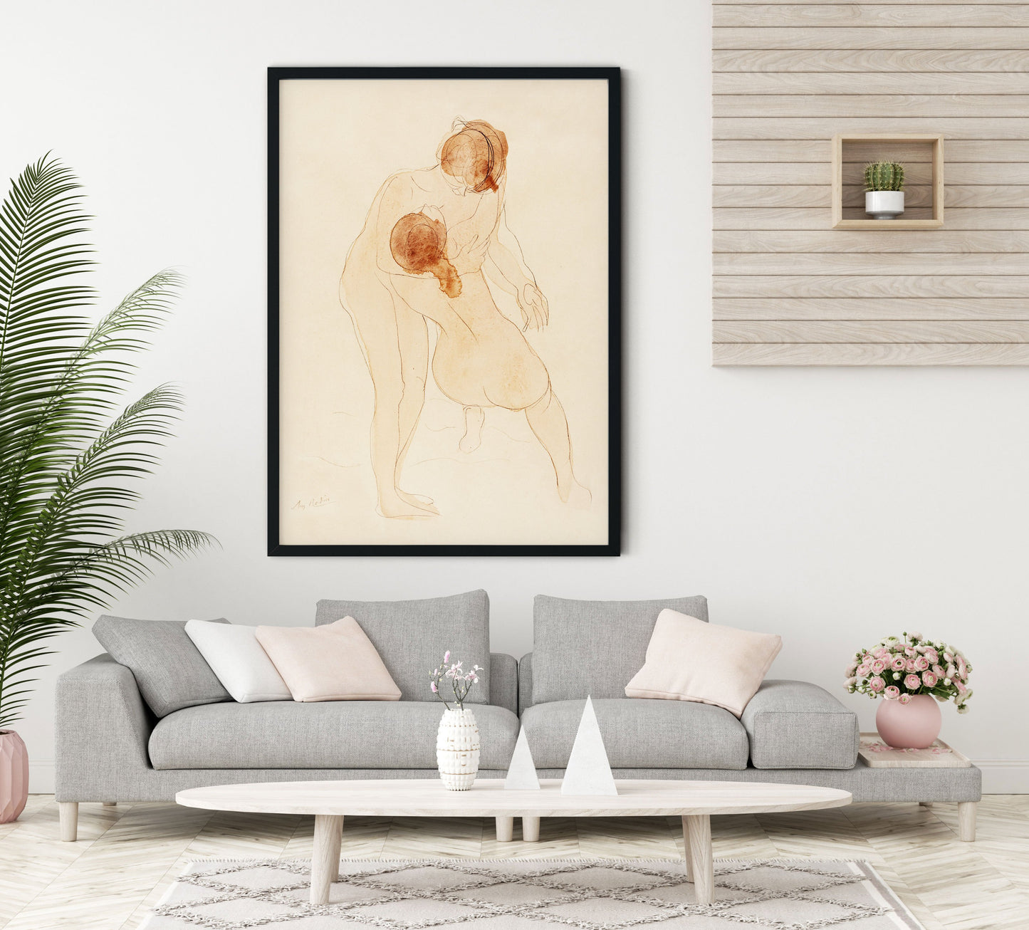Naked Women Hugging by Rodin Art Poster