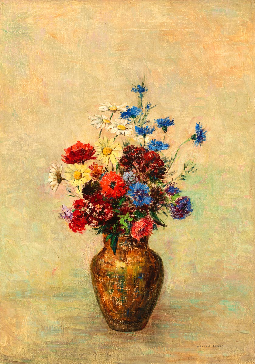 Flowers in a Vase Painting by Odilon Redon