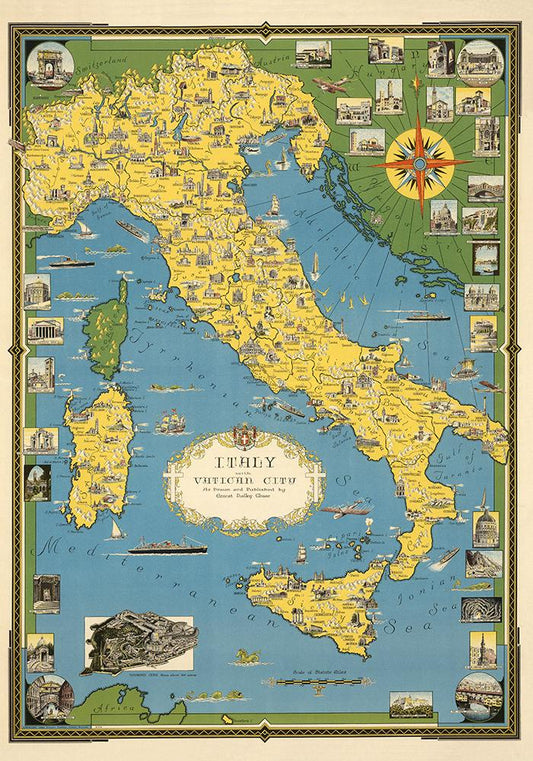 Italy Map with Vatican Poster - Perfect for Living Room !