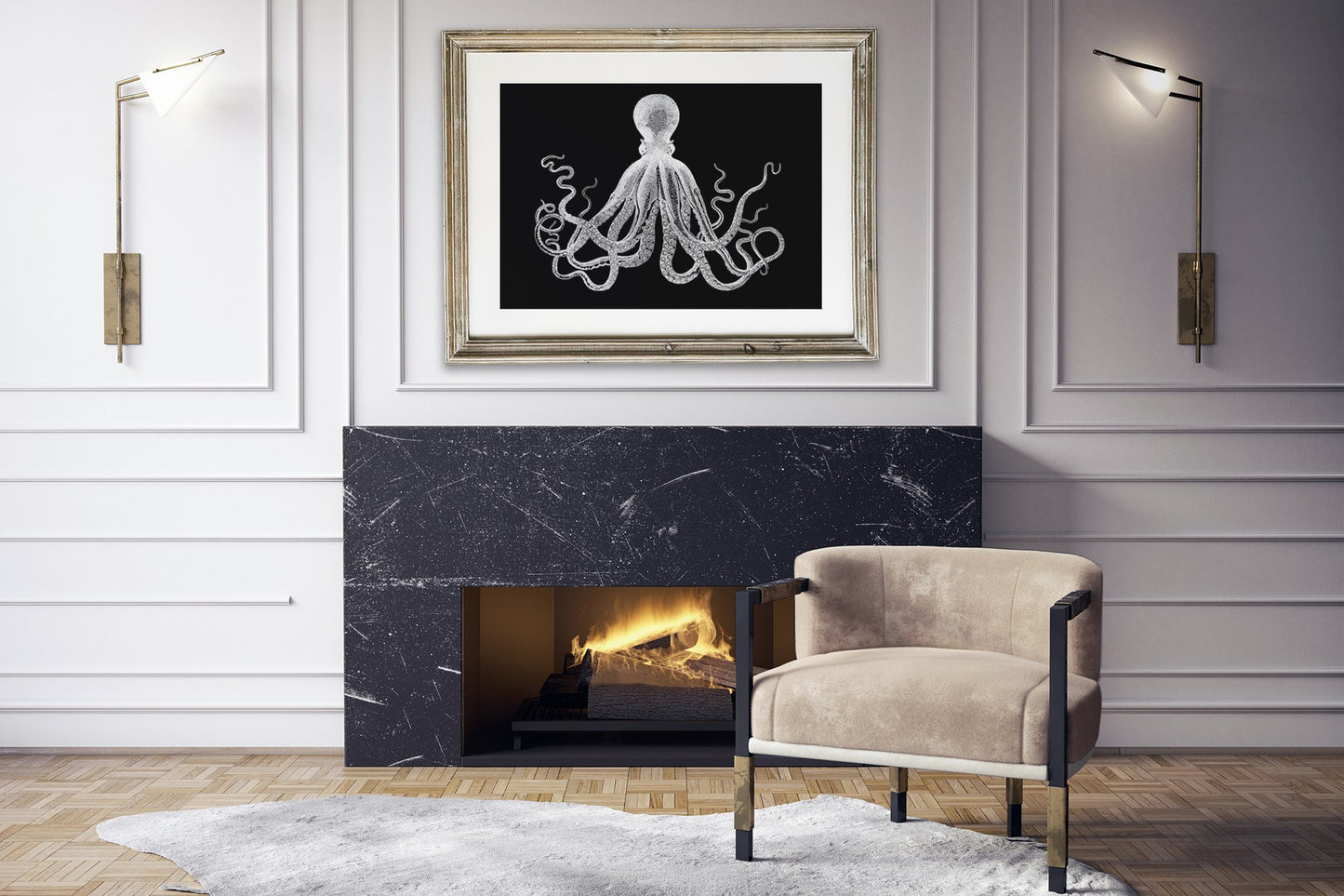 Octopus Black Poster
