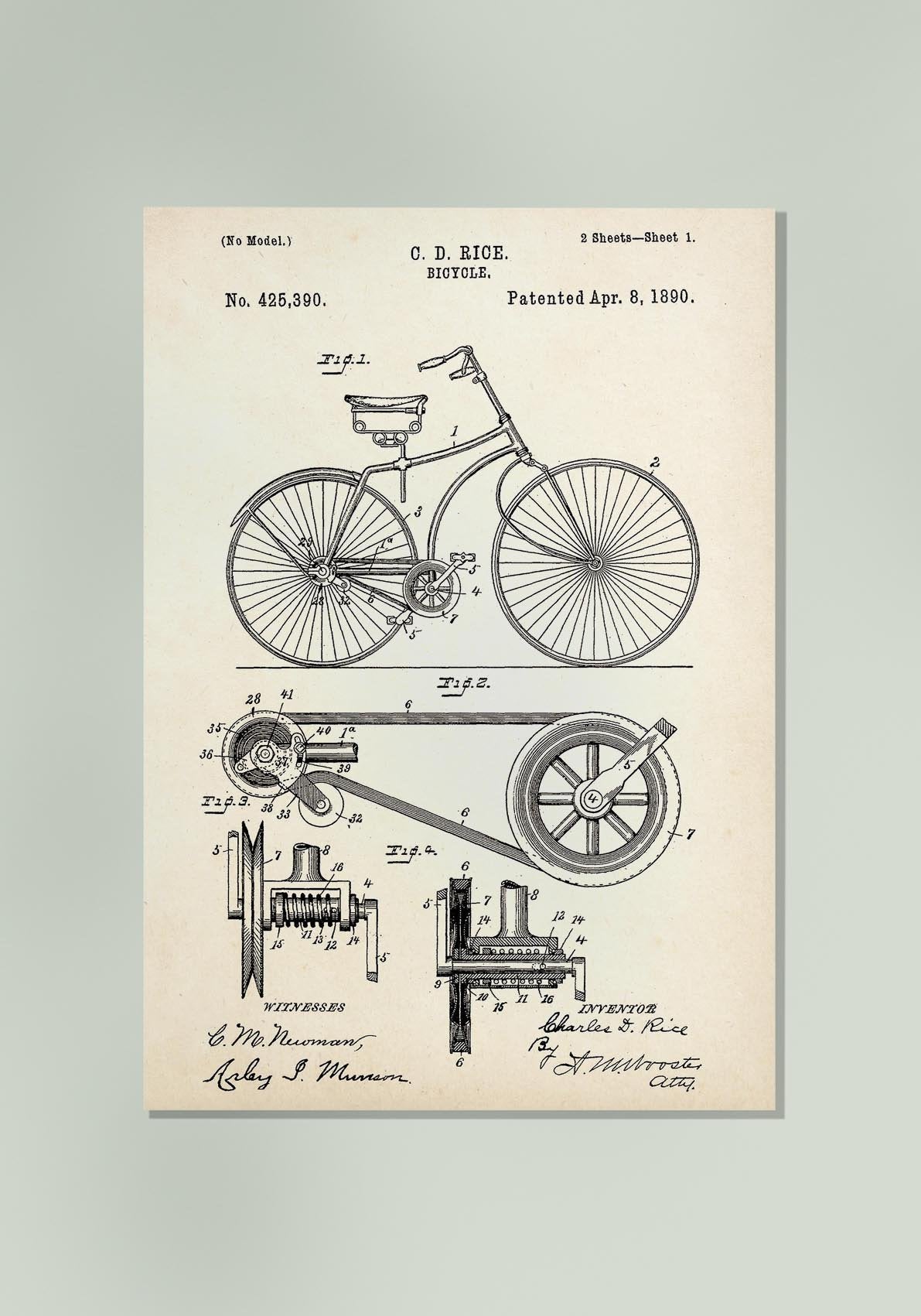 Bike Patent Vintage Poster