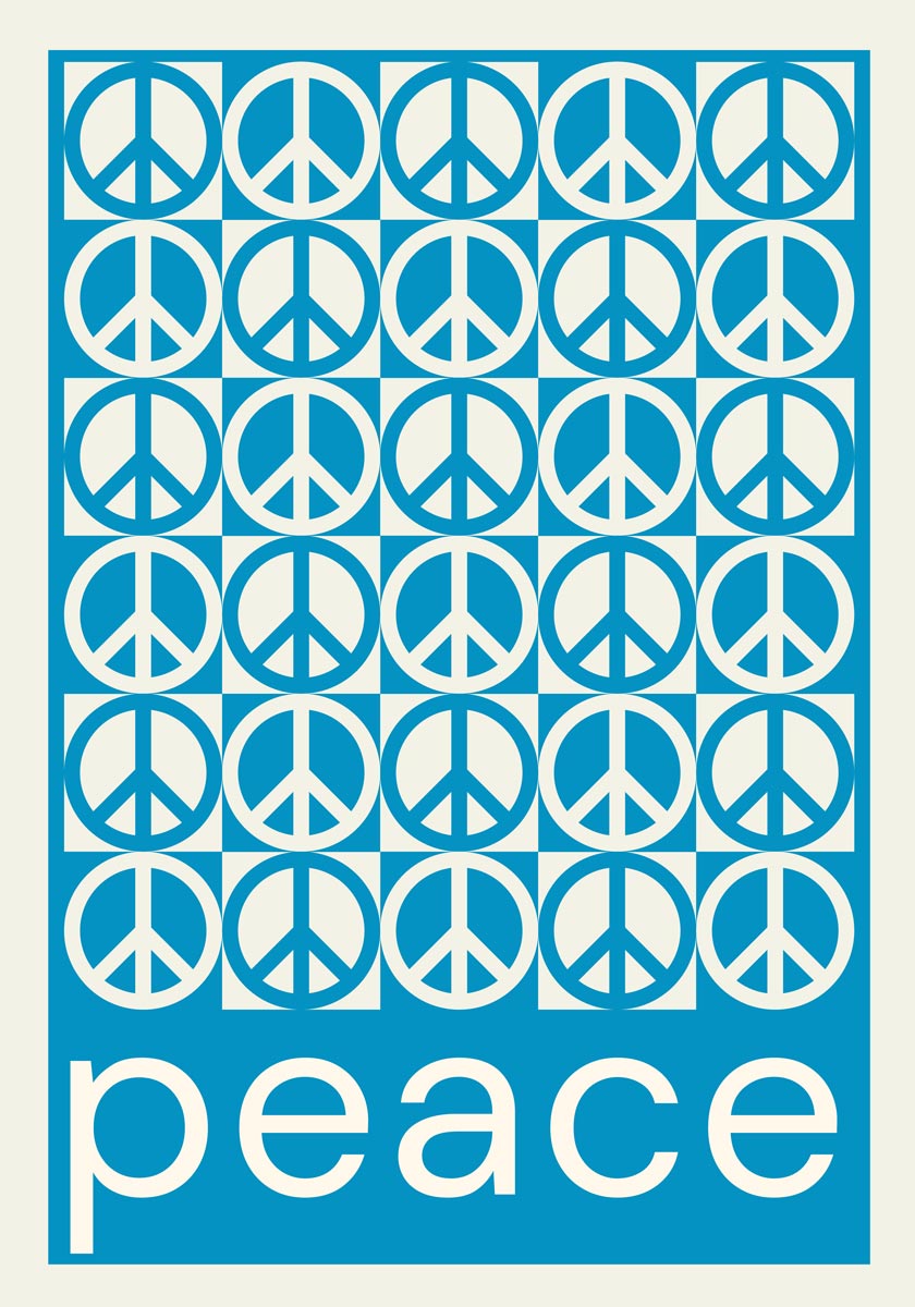 Peace Signs Blue Art Poster