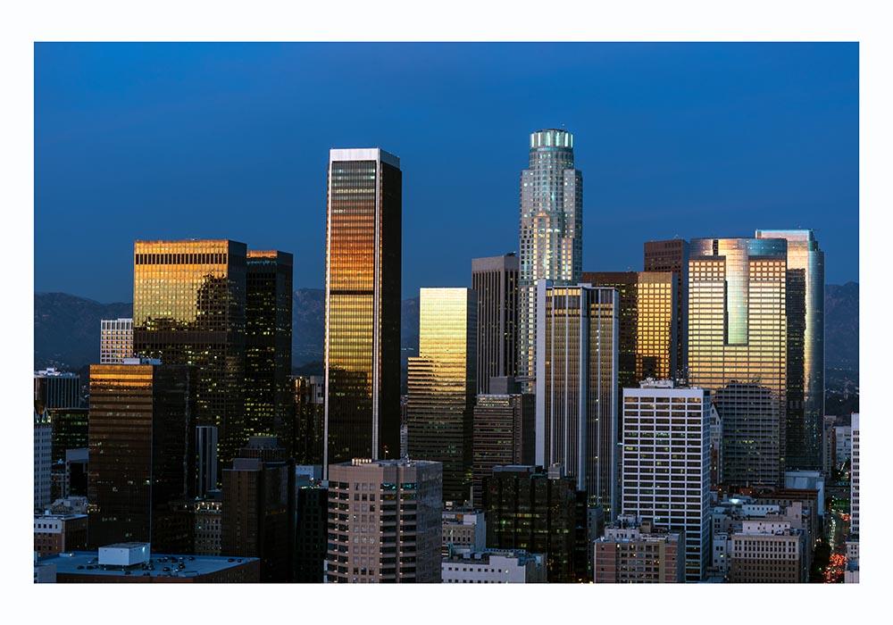 Skyline of Central Los Angeles at night, California by Carol M. Highsmith