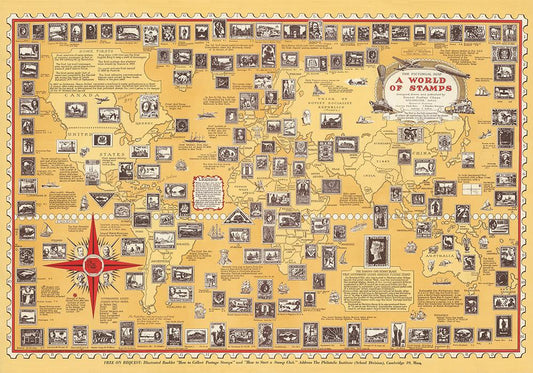 A World of Stamps Vintage Map of the World Poster