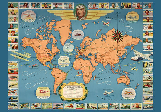 Famous Flight Map Poster - Perfect for Living Room and Office !