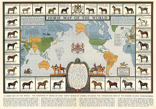 Horses of the World Map Poster - Perfect for Living Room and Office !