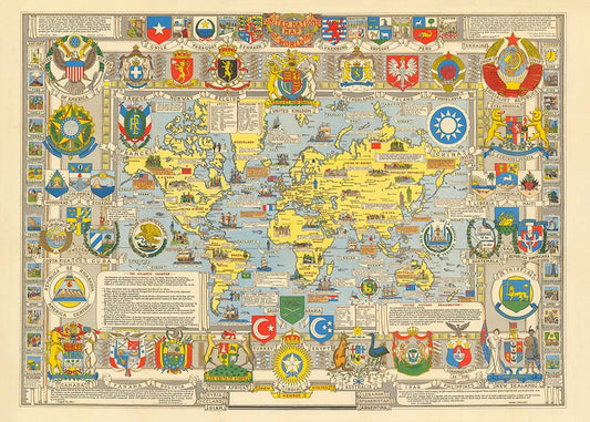 United Nations Map of the World 1948 Poster - Perfect for Living Room and Office !