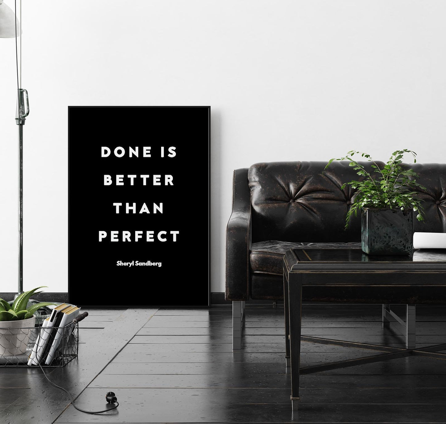 Done is Better Than Perfect Black Quote Poster