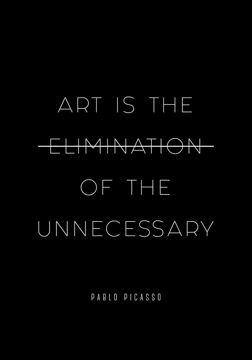 Art is the Elimination Black Quote Poster