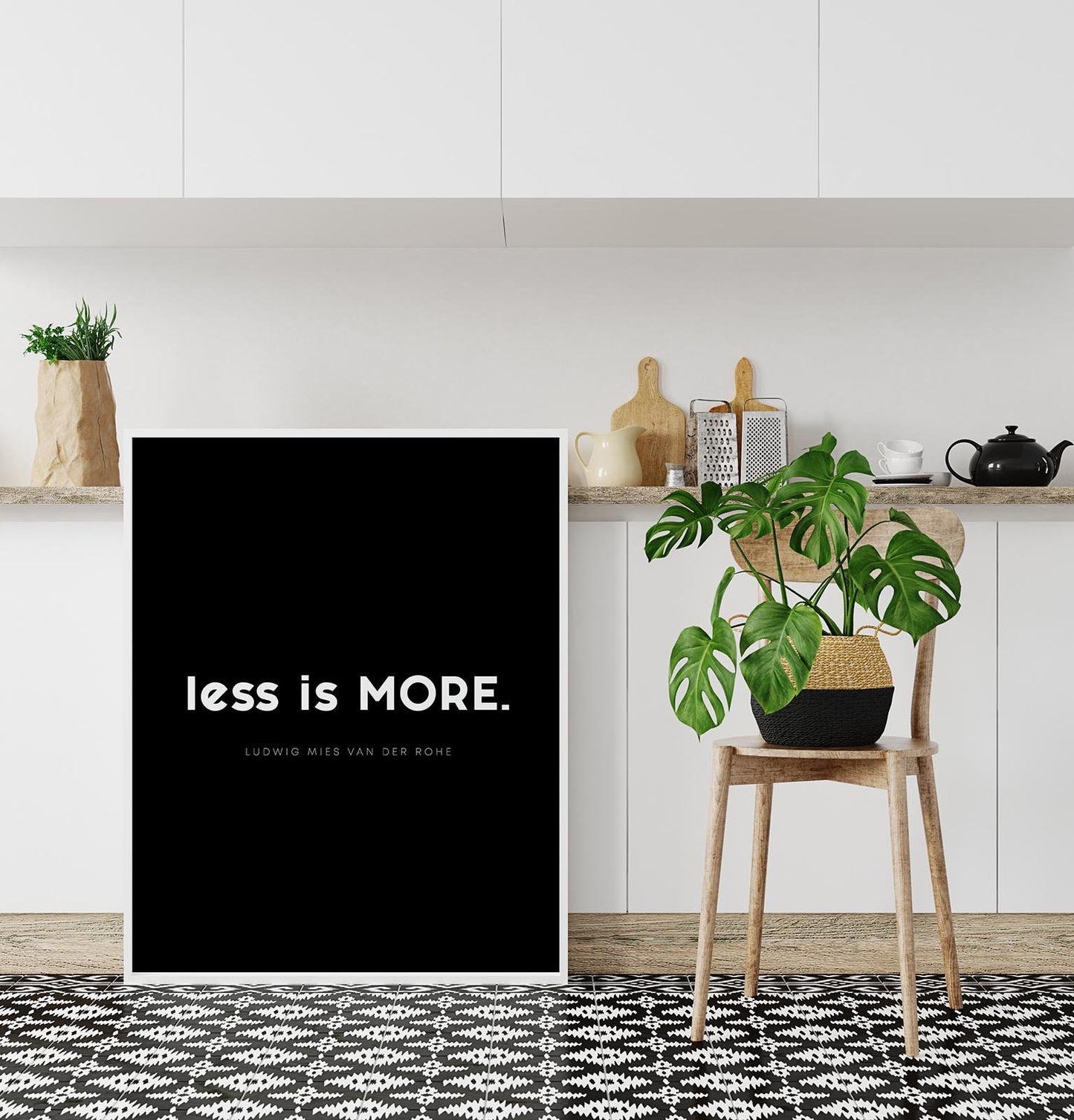 Less is More Black Quote Poster
