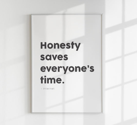 Honesty Saves Everyone's Time Quote Poster