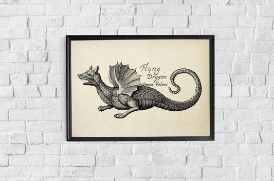 Antique Flying Dragon Poster