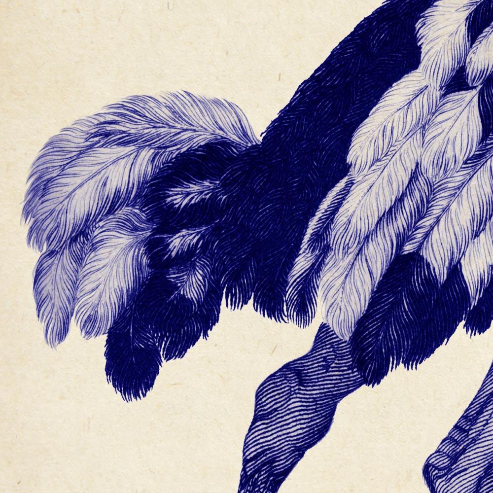 Antique Blue Ostrich Poster