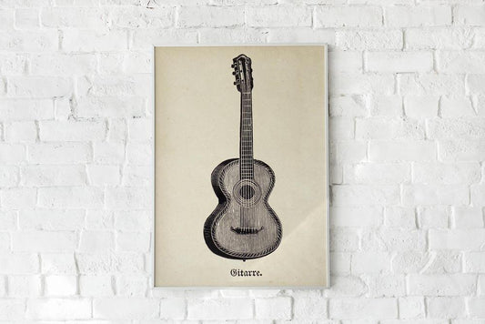 Antique Guitar Poster