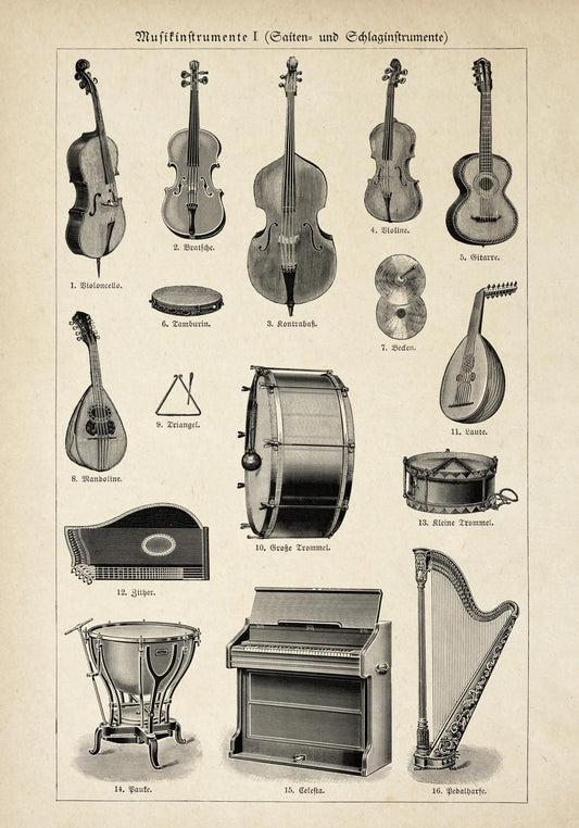 Antique String Instruments Poster