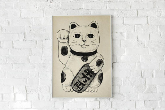 Antique Lucky Cat Poster