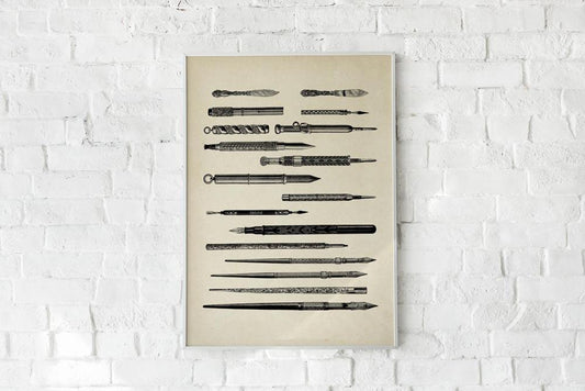 Antique Pens and Pencils Poster