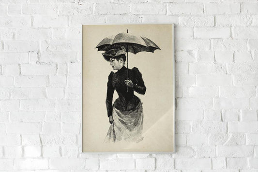 Antique Woman with Umbrella Poster