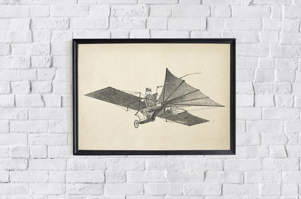 Antique Hensons Flying Machine Poster