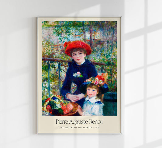 Two Sisters On the Terrace Art Exhibition Poster by Pierre Auguste Renoir