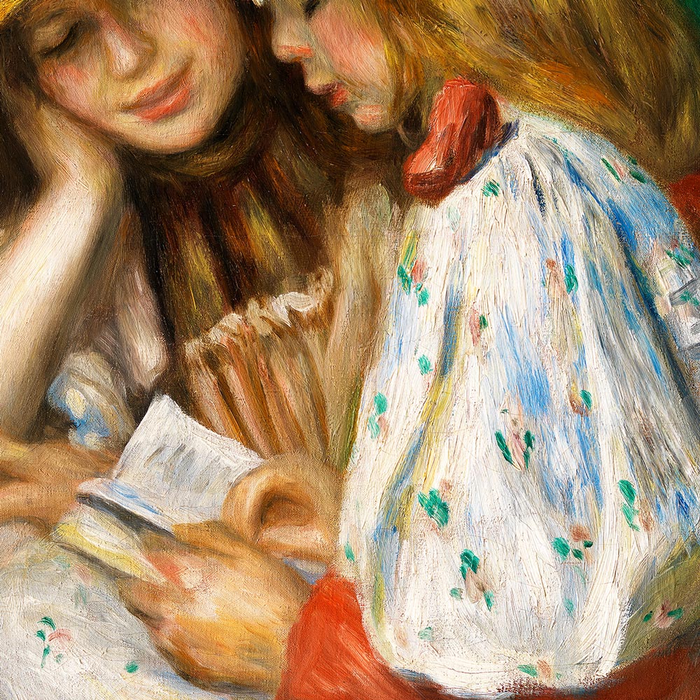 Two Girls Reading Art Exhibition Poster by Pierre Auguste Renoir