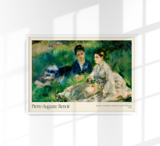 Jeunes femmes assises dans l herbe Art Exhibition Poster by Pierre Auguste Renoir