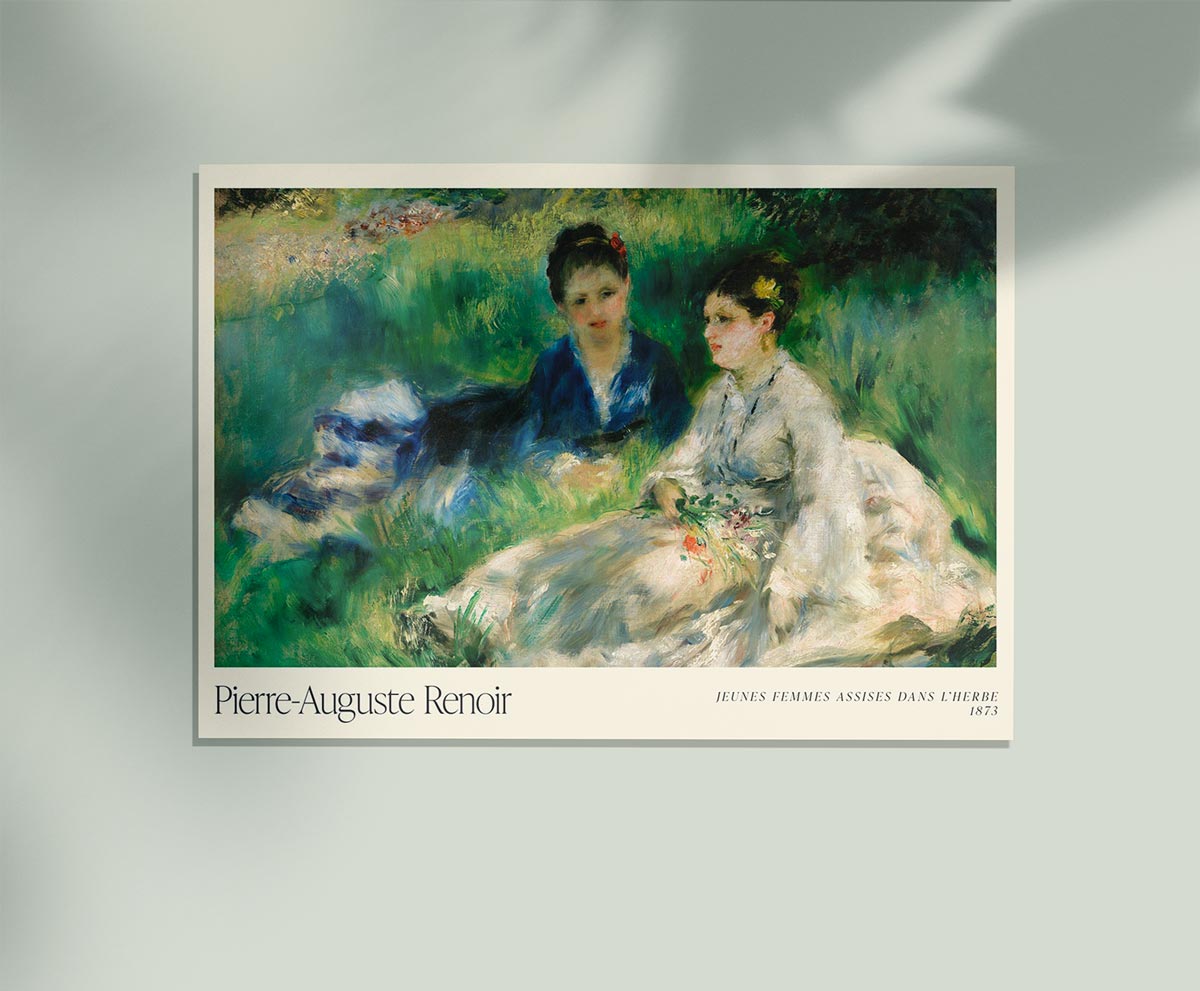 Jeunes femmes assises dans l herbe Art Exhibition Poster by Pierre Auguste Renoir