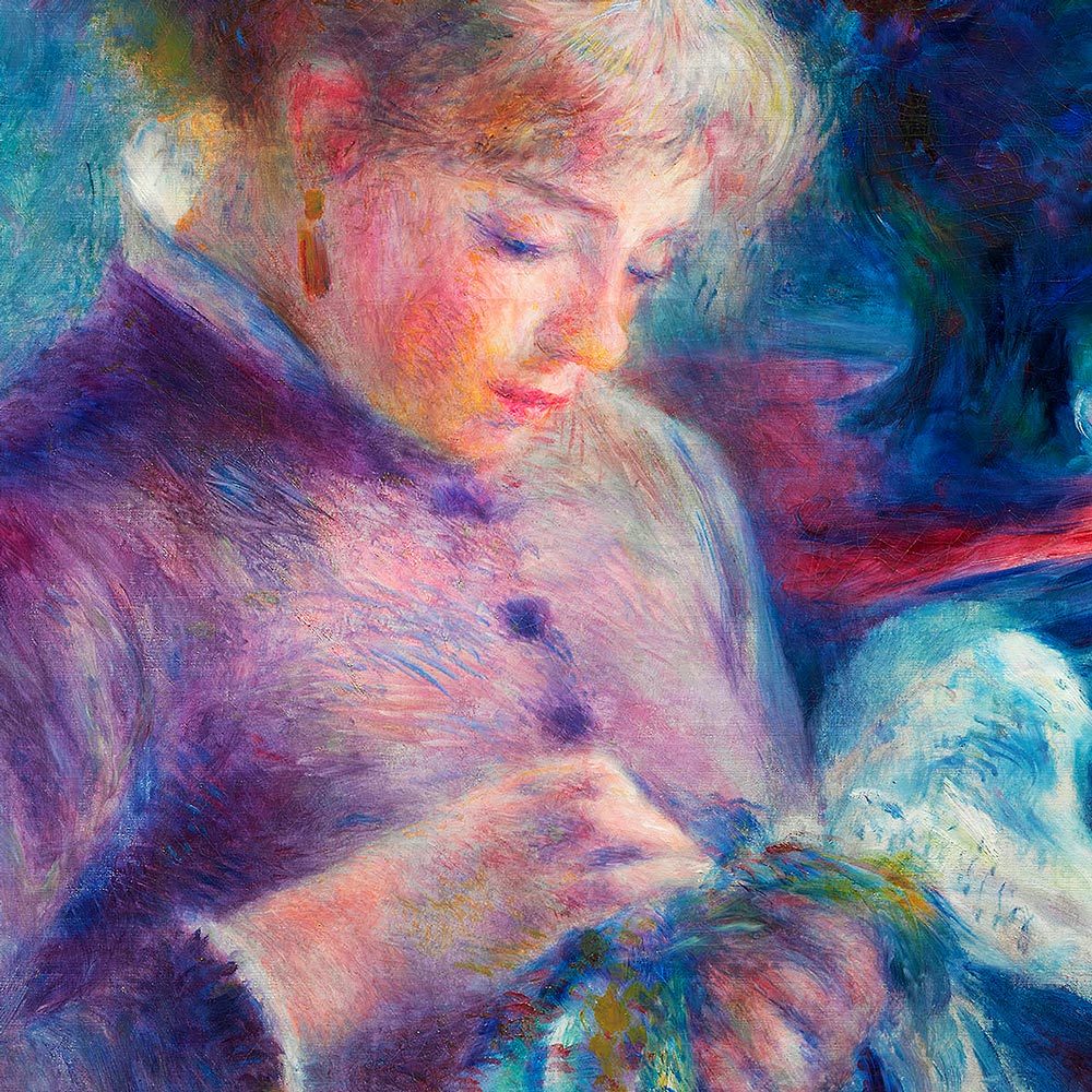 Young Woman Sewing Art Exhibition Poster by Pierre Auguste Renoir
