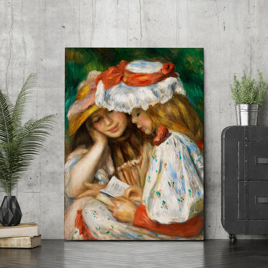 Two Girls Reading Painting by Pierre Auguste Renoir
